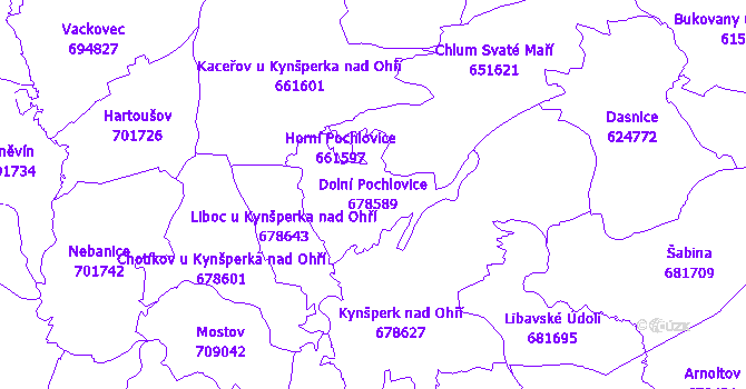 Katastrální mapa Dolní Pochlovice - přehledová mapa katastrálního území