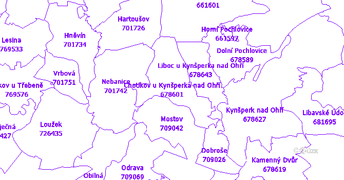 Katastrální mapa Chotíkov u Kynšperka nad Ohří - přehledová mapa katastrálního území