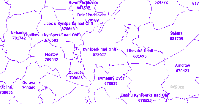 Katastrální mapa Kynšperk nad Ohří - přehledová mapa katastrálního území