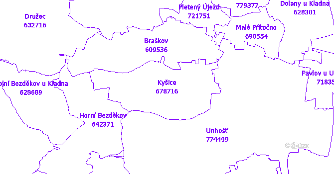 Katastrální mapa Kyšice