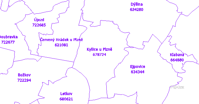 Katastrální mapa Kyšice u Plzně
