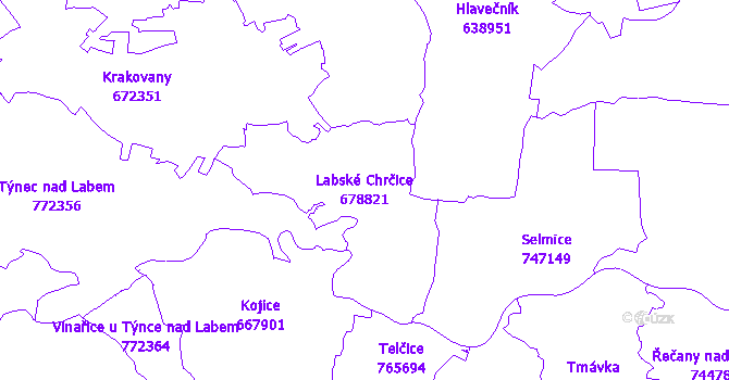 Katastrální mapa Labské Chrčice