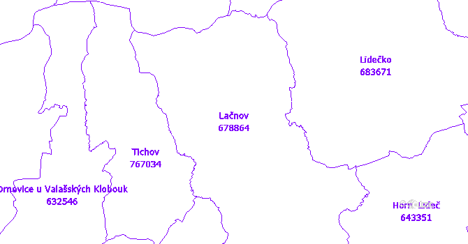 Katastrální mapa Lačnov - přehledová mapa katastrálního území