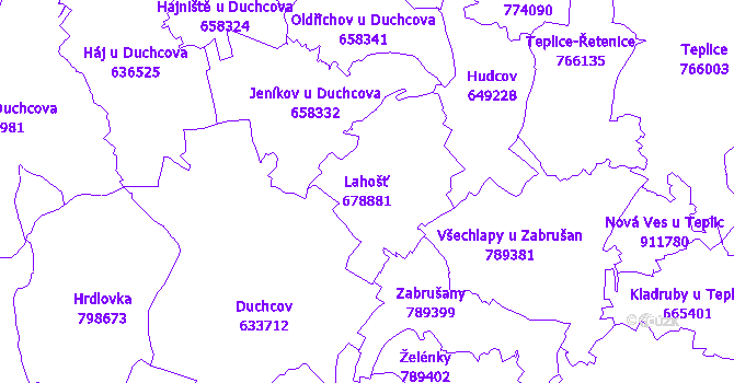 Katastrální mapa Lahošť - přehledová mapa katastrálního území