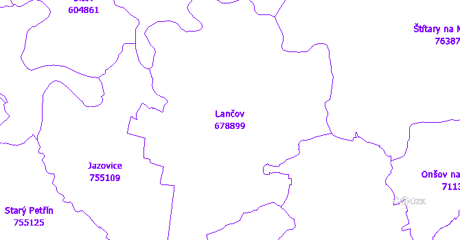 Katastrální mapa Lančov - přehledová mapa katastrálního území