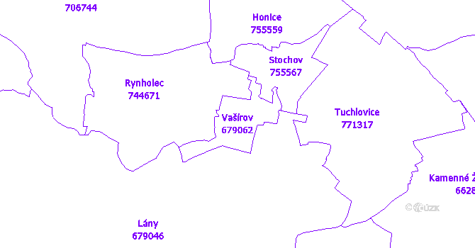 Katastrální mapa Vašírov - přehledová mapa katastrálního území