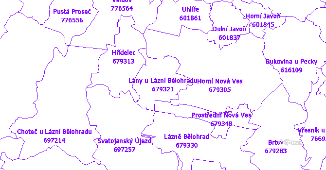 Katastrální mapa Lány u Lázní Bělohradu
