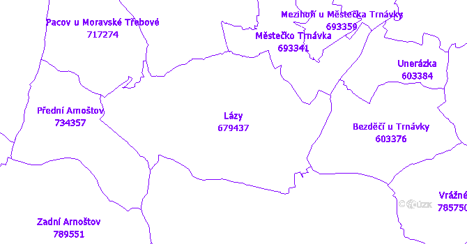 Katastrální mapa Lázy
