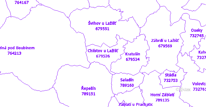 Katastrální mapa Chlístov u Lažišť - přehledová mapa katastrálního území