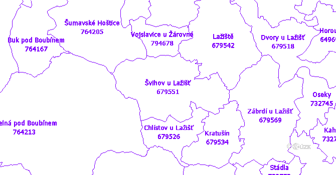 Katastrální mapa Švihov u Lažišť - přehledová mapa katastrálního území