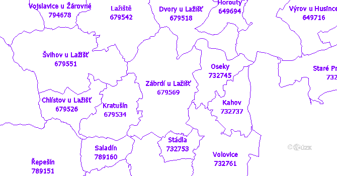 Katastrální mapa Zábrdí u Lažišť - přehledová mapa katastrálního území