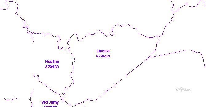 Katastrální mapa Lenora - přehledová mapa katastrálního území