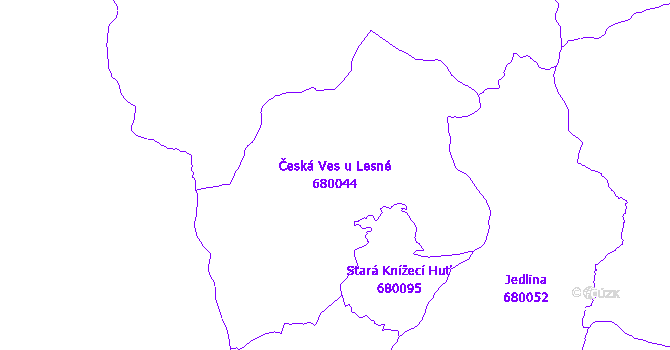 Katastrální mapa Česká Ves u Lesné - přehledová mapa katastrálního území