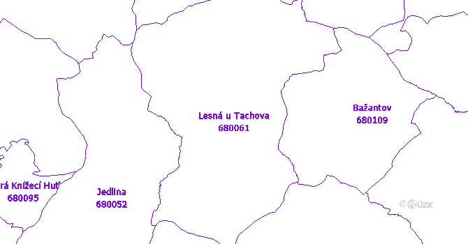 Katastrální mapa Lesná u Tachova - přehledová mapa katastrálního území