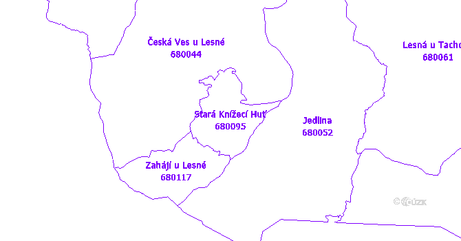 Katastrální mapa Stará Knížecí Huť - přehledová mapa katastrálního území