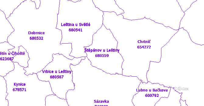 Katastrální mapa Štěpánov u Leštiny - přehledová mapa katastrálního území