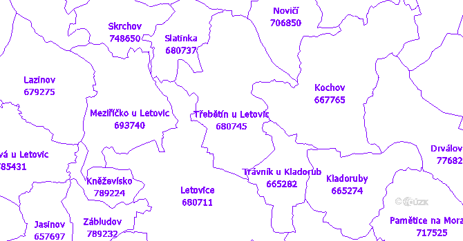 Katastrální mapa Třebětín u Letovic