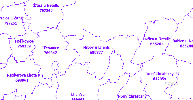 Katastrální mapa Hrbov u Lhenic