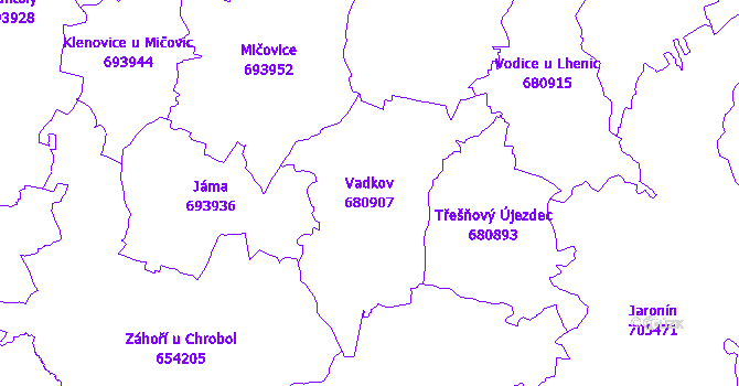 Katastrální mapa Vadkov