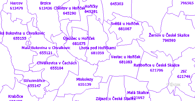 Katastrální mapa Lhota pod Hořičkami