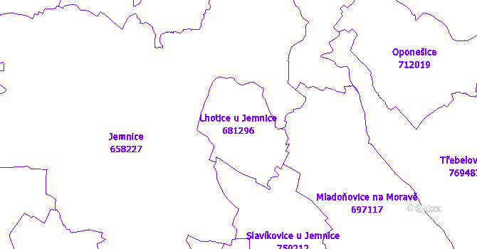 Katastrální mapa Lhotice u Jemnice