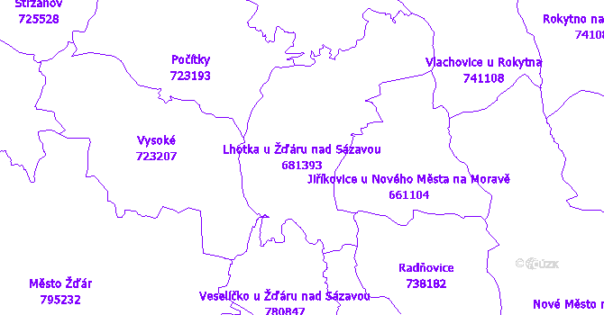 Katastrální mapa Lhotka u Žďáru nad Sázavou - přehledová mapa katastrálního území
