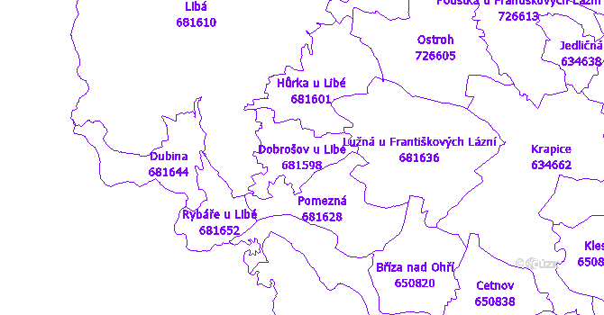 Katastrální mapa Dobrošov u Libé - přehledová mapa katastrálního území