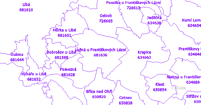 Katastrální mapa Lužná u Františkových Lázní