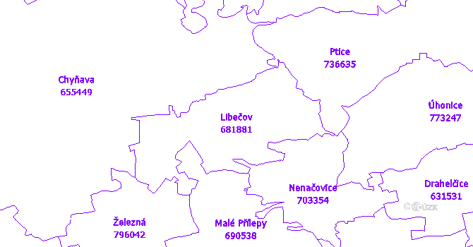 Katastrální mapa Libečov - přehledová mapa katastrálního území