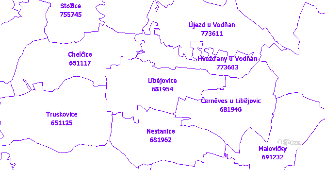 Katastrální mapa Libějovice
