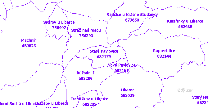 Katastrální mapa Staré Pavlovice - přehledová mapa katastrálního území