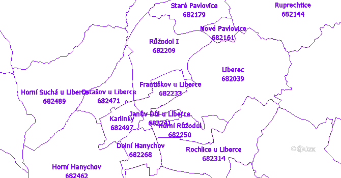 Katastrální mapa Františkov u Liberce