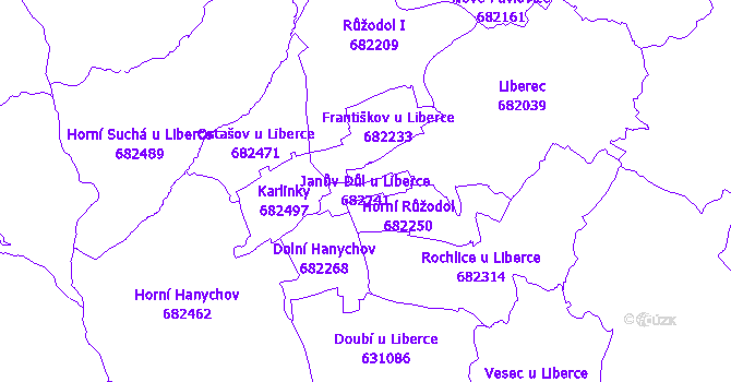 Katastrální mapa Janův Důl u Liberce