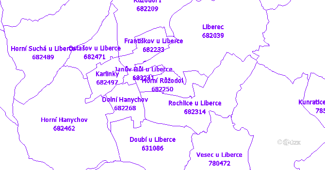 Katastrální mapa Horní Růžodol
