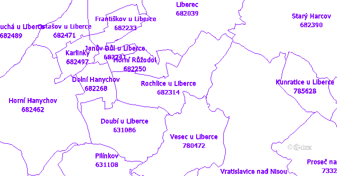 Katastrální mapa kú Rochlice u Liberce, 682314 | Kurzy.cz