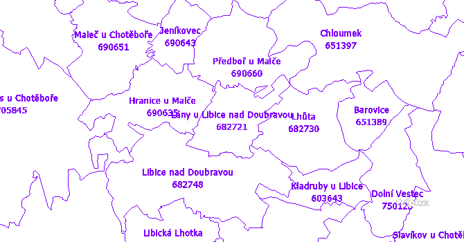 Katastrální mapa Lány u Libice nad Doubravou - přehledová mapa katastrálního území