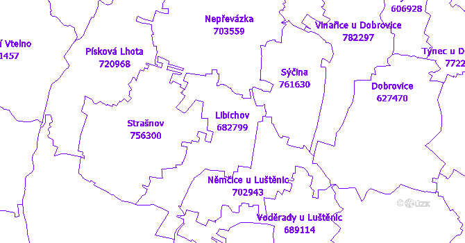 Katastrální mapa Libichov - přehledová mapa katastrálního území