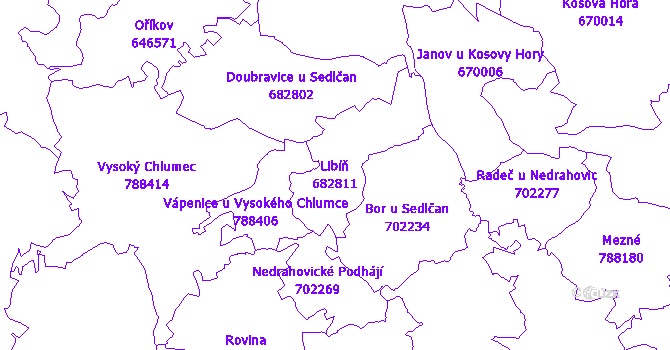 Katastrální mapa Libíň - přehledová mapa katastrálního území