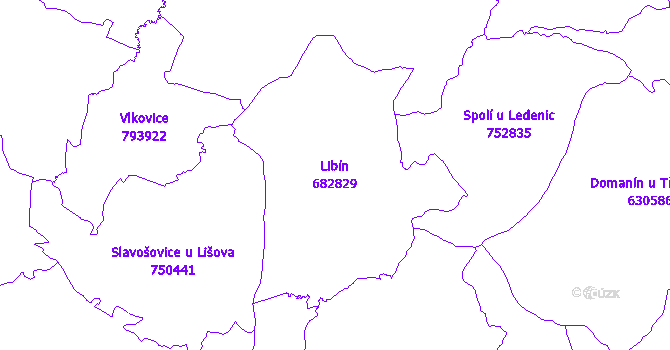 Katastrální mapa Libín - přehledová mapa katastrálního území