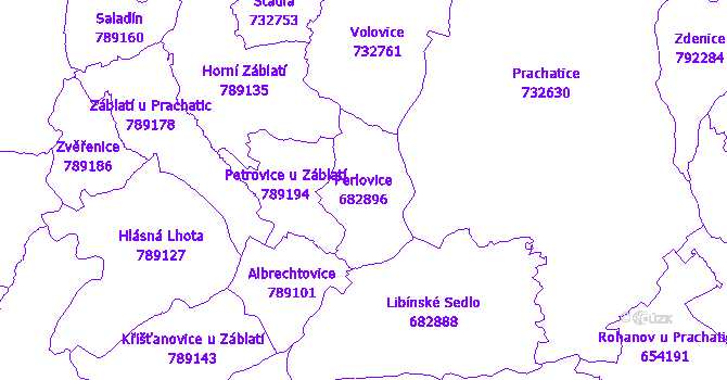 Katastrální mapa Perlovice - přehledová mapa katastrálního území