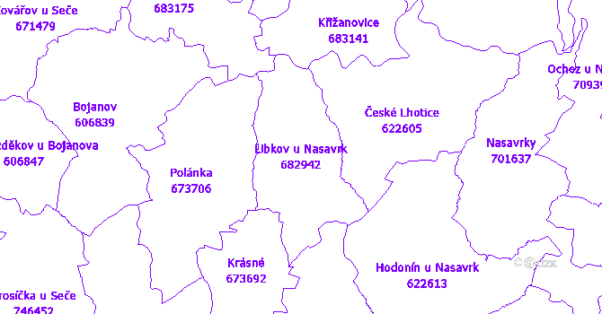 Katastrální mapa Libkov u Nasavrk - přehledová mapa katastrálního území