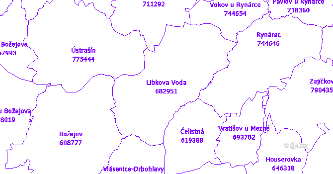 Katastrální mapa Libkova Voda - přehledová mapa katastrálního území