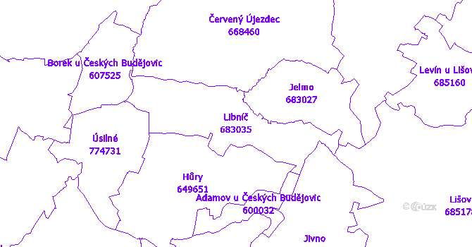 Katastrální mapa Libníč - přehledová mapa katastrálního území