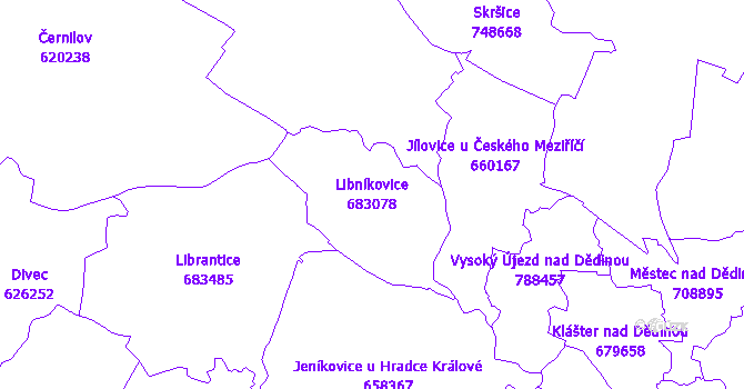 Katastrální mapa Libníkovice - přehledová mapa katastrálního území