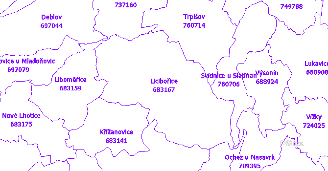 Katastrální mapa Licibořice