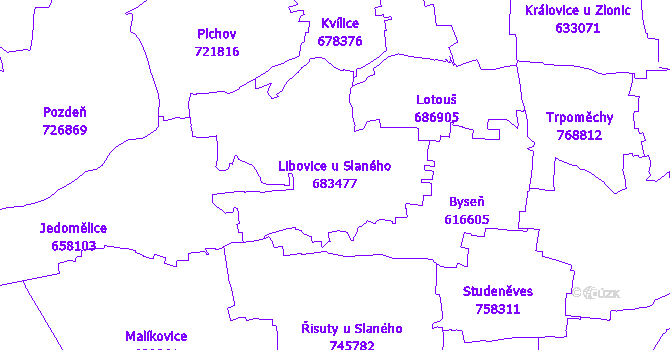 Katastrální mapa Libovice u Slaného - přehledová mapa katastrálního území