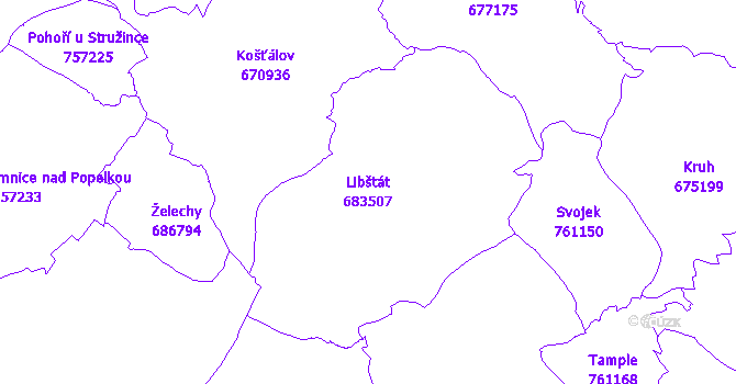 Katastrální mapa Libštát - přehledová mapa katastrálního území