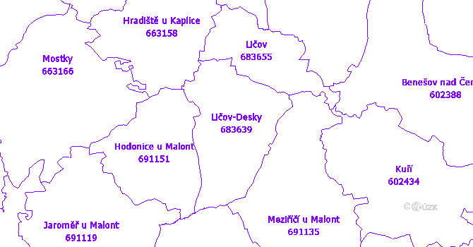 Katastrální mapa Ličov-Desky - přehledová mapa katastrálního území
