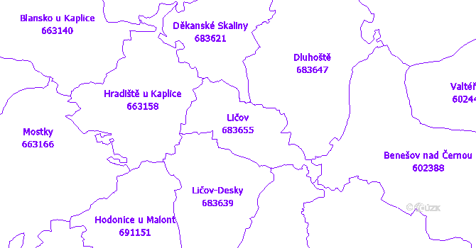 Katastrální mapa Ličov - přehledová mapa katastrálního území