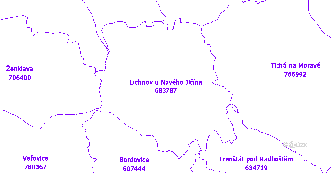 Katastrální mapa Lichnov u Nového Jičína - přehledová mapa katastrálního území